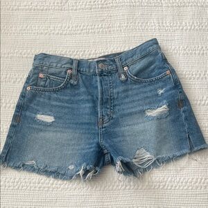 We The Free Blue Distressed Jean Shorts